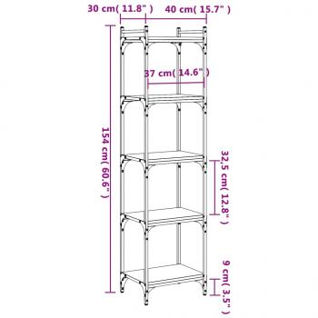 Bücherregal 5 Böden Räuchereiche 40x30x154 cm Holzwerkstoff