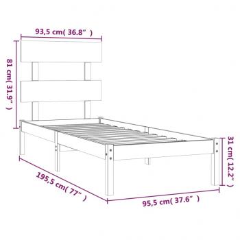 Massivholzbett 90x190 cm