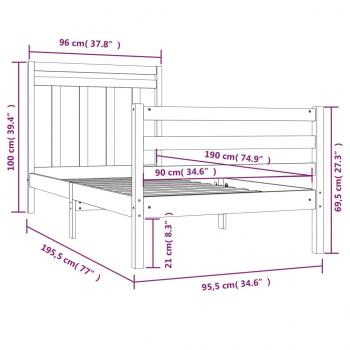 Massivholzbett 90x190 cm