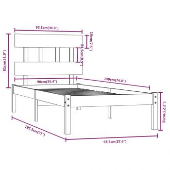 Massivholzbett 90x190 cm