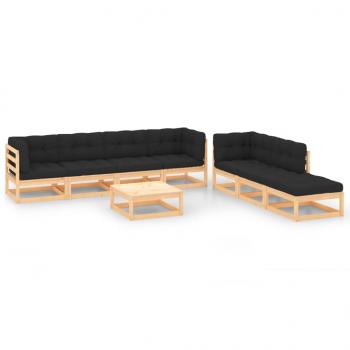 ARDEBO.de - 8-tlg. Garten-Lounge-Set mit Kissen Massivholz Kiefer