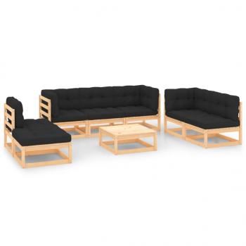 ARDEBO.de - 8-tlg. Garten-Lounge-Set mit Kissen Massivholz Kiefer