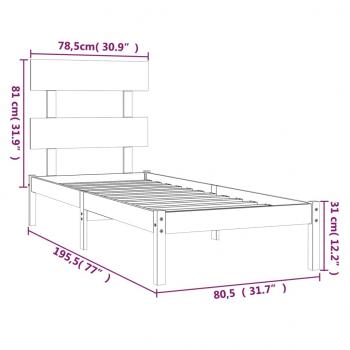 Massivholzbett Schwarz 75x190 cm