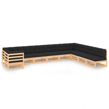 ARDEBO.de - 10-tlg. Garten-Lounge-Set mit Kissen Massivholz Kiefer