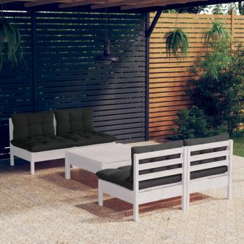 ARDEBO.de - 5-tlg. Garten-Lounge-Set mit Anthrazit Kissen Kiefernholz