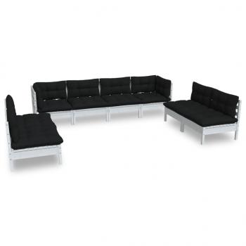 8-tlg. Garten-Lounge-Set mit Kissen Kiefer Massivholz