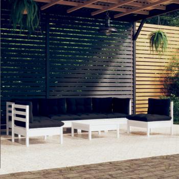 ARDEBO.de - 7-tlg. Garten-Lounge-Set mit Kissen Kiefer Massivholz