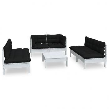 7-tlg. Garten-Lounge-Set mit Kissen Kiefer Massivholz