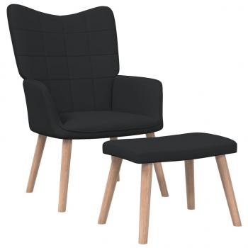 ARDEBO.de - Relaxsessel mit Hocker Schwarz Stoff