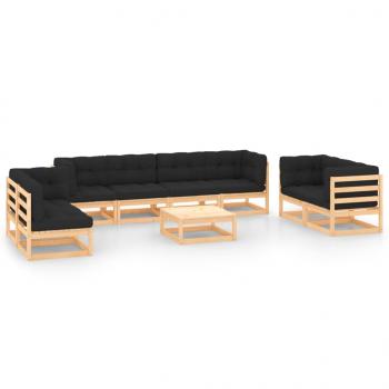 ARDEBO.de - 9-tlg. Garten-Lounge-Set mit Kissen Massivholz Kiefer