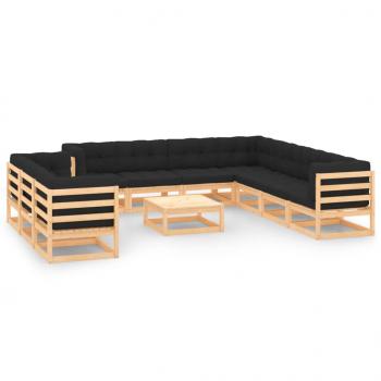 ARDEBO.de - 11-tlg. Garten-Lounge-Set mit Kissen Massivholz Kiefer