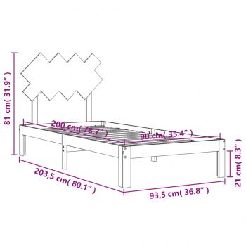 Massivholzbett mit Kopfteil 90x200 cm