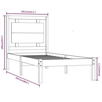 Massivholzbett Weiß 100x200 cm