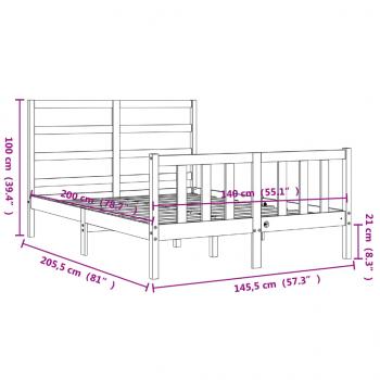 Massivholzbett mit Kopfteil 140x200 cm