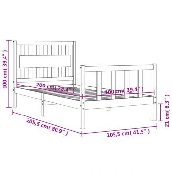 Massivholzbett mit Kopfteil 100x200 cm