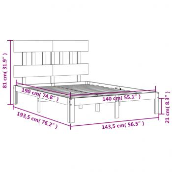 Massivholzbett mit Kopfteil 140x190 cm