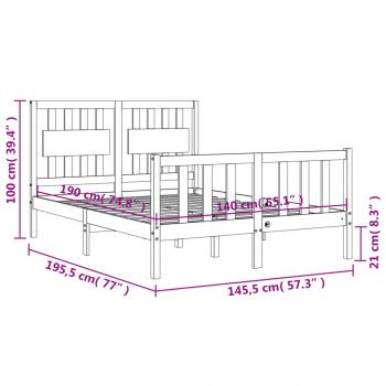 Massivholzbett mit Kopfteil 140x190 cm