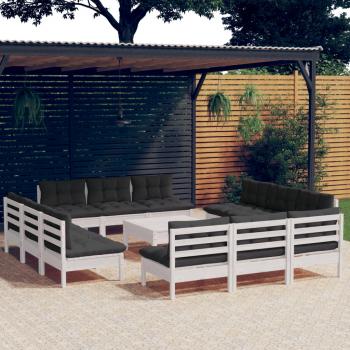 ARDEBO.de - 13-tlg. Garten-Lounge-Set mit Anthrazit Kissen Kiefernholz