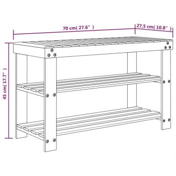 Schuhregal mit 3 Ablagen 70x27,5x45 cm Bambus