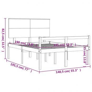 Seniorenbett mit Kopfteil Weiß Massivholz