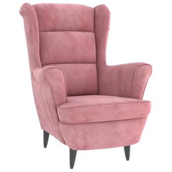 Ohrensessel mit Hocker Rosa Samt