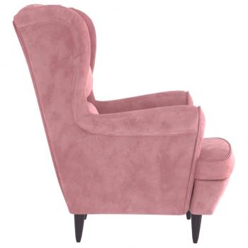 Ohrensessel mit Hocker Rosa Samt