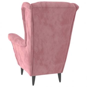 Ohrensessel mit Hocker Rosa Samt