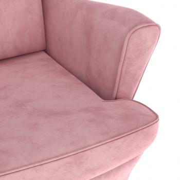 Ohrensessel mit Hocker Rosa Samt