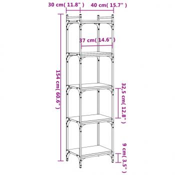 Bücherregal 5 Böden Grau Sonoma 40x30x154 cm Holzwerkstoff