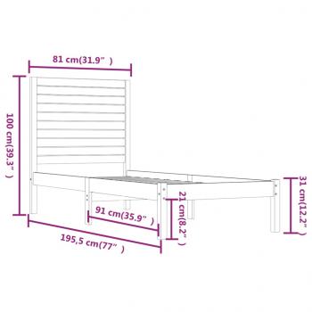 Massivholzbett 75x190 cm