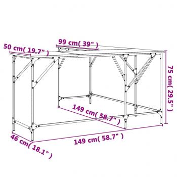 Schreibtisch Schwarz 149x149x75 cm Holzwerkstoff