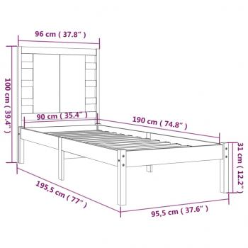 Massivholzbett 90x190 cm