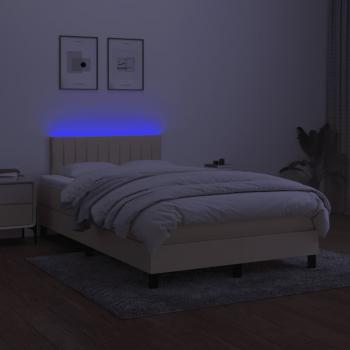 Boxspringbett mit Matratze & LED Creme 120x200 cm Stoff