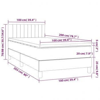 Boxspringbett mit Matratze & LED Creme 100x200 cm Stoff