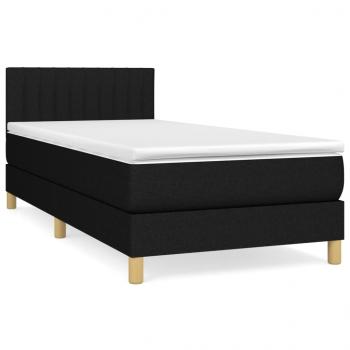 Boxspringbett mit Matratze Schwarz 100x200 cm Stoff