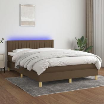 ARDEBO.de - Boxspringbett mit Matratze & LED Dunkelbraun 140x200 cm Stoff