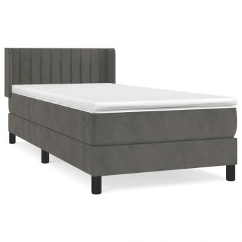 Boxspringbett mit Matratze Dunkelgrau 90x200 cm Samt