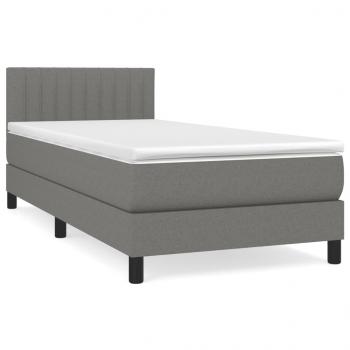 Boxspringbett mit Matratze Dunkelgrau 90x200 cm Stoff