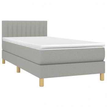 Boxspringbett mit Matratze Hellgrau 90x200 cm Stoff