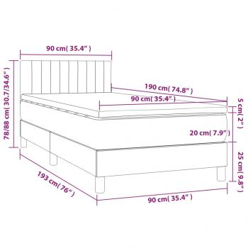 Boxspringbett mit Matratze Schwarz 90x190 cm Samt