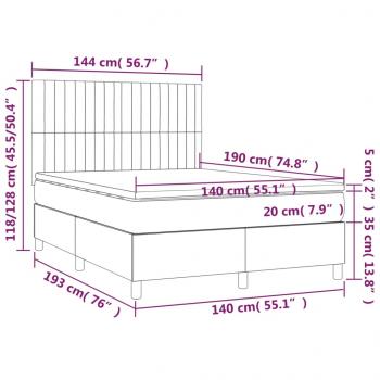 Boxspringbett mit Matratze Dunkelbraun 140x190 cm Stoff