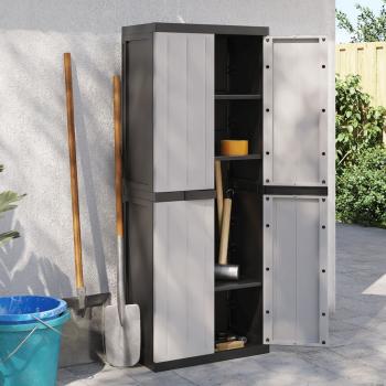 Gartenschrank Grau und Schwarz 65x37x165 cm PP