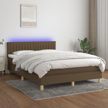 ARDEBO.de - Boxspringbett mit Matratze & LED Dunkelbraun 140x190 cm Stoff