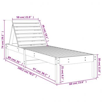 Sonnenliegen 2 Stk. mit Tisch Schwarz Massivholz Kiefer