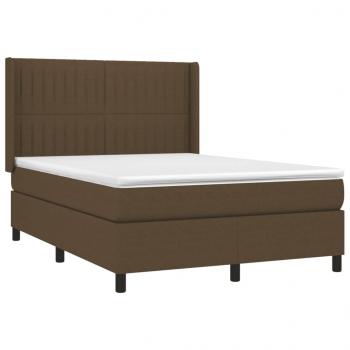 Boxspringbett mit Matratze & LED Dunkelbraun 140x190 cm Stoff