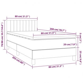 Boxspringbett mit Matratze Schwarz 80x200 cm Stoff