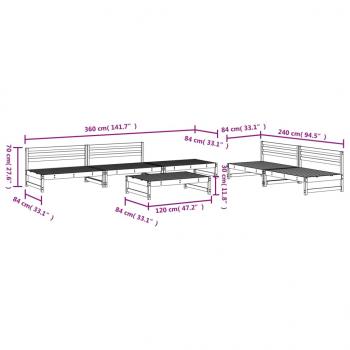 6-tlg. Garten-Lounge-Set Massivholz Kiefer