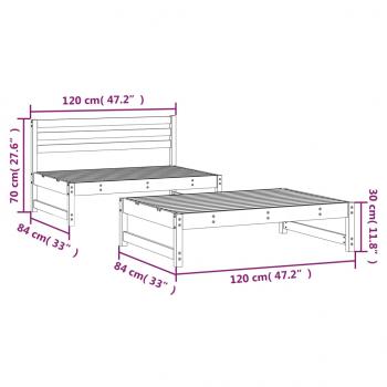 2-tlg. Garten-Lounge-Set Grau Massivholz Kiefer