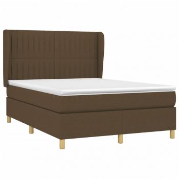 Boxspringbett mit Matratze Dunkelbraun 140x200 cm Stoff