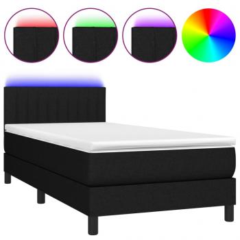 Boxspringbett mit Matratze & LED Schwarz 90x190 cm Stoff